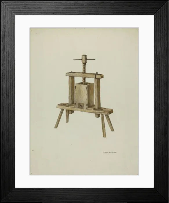 Framed Print : Cider Press, c. 1940. Creator: Harry Mann Waddell Framed Print : Cider Press, c. 1940. Creator: Harry Mann Waddell
