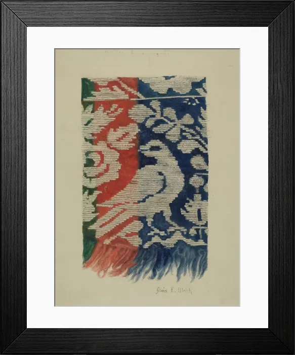 Framed Print : Jacquard Coverlet (Detail), c. 1941. Creator: Alois E. Ulrich Framed Print : Jacquard Coverlet (Detail), c. 1941. Creator: Alois E. Ulrich