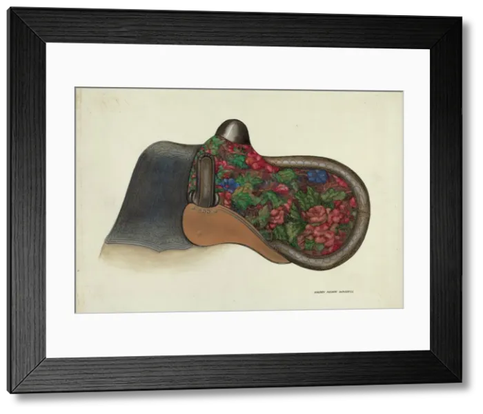 Framed Print : Side Saddle - California Syle, c. 1937. Creator: Harry Mann Waddell Framed Print : Side Saddle - California Syle, c. 1937. Creator: Harry Mann Waddell