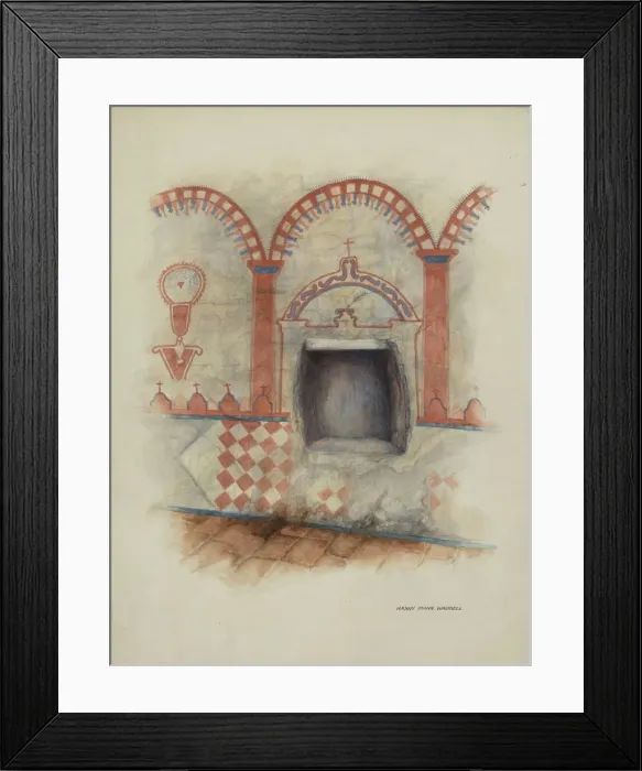 Framed Print : Wall Painting and Baptismal Niche, 1938. Creator: Harry Mann Waddell Framed Print : Wall Painting and Baptismal Niche, 1938. Creator: Harry Mann Waddell