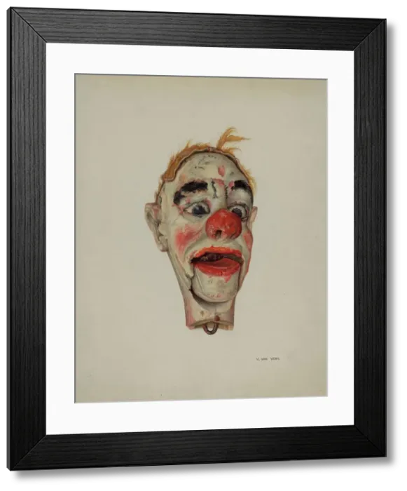 Framed Print : Head of a Clown Marionette, c. 1939. Creator: Vera Van Voris Framed Print : Head of a Clown Marionette, c. 1939. Creator: Vera Van Voris