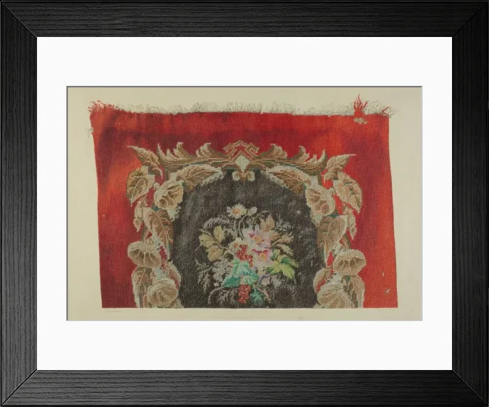 Framed Print : Embroidered Stool Cover, c. 1939. Creator: Carmel Wilson Framed Print : Embroidered Stool Cover, c. 1939. Creator: Carmel Wilson