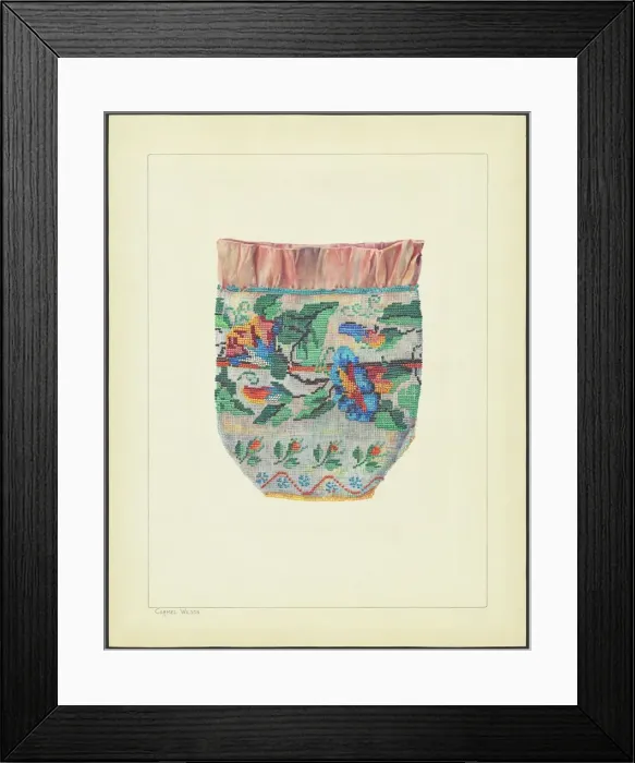 Framed Print : Beaded Silk Bag, c. 1938. Creator: Carmel Wilson Framed Print : Beaded Silk Bag, c. 1938. Creator: Carmel Wilson