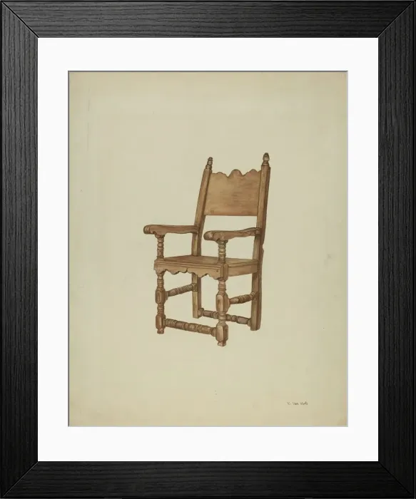 Framed Print : Sacristy chair, 1935 / 1942. Creator: Vera Van Voris Framed Print : Sacristy chair, 1935 / 1942. Creator: Vera Van Voris