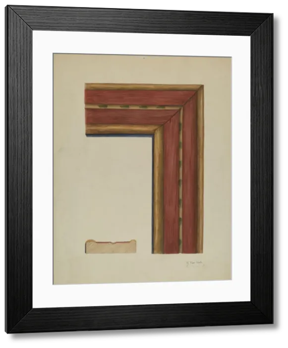 Framed Print : Carved Picture Frame Molding, c. 1938. Creator: Vera Van Voris Framed Print : Carved Picture Frame Molding, c. 1938. Creator: Vera Van Voris