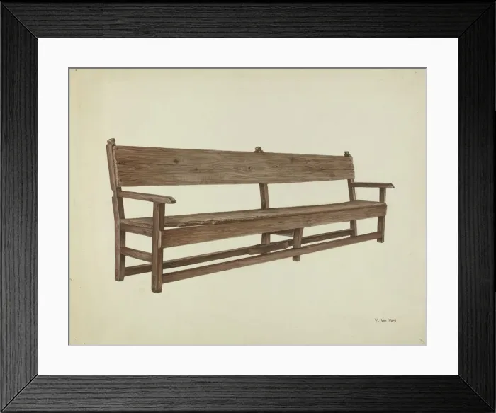 Framed Print : Mission Bench, c. 1938. Creator: Vera Van Voris Framed Print : Mission Bench, c. 1938. Creator: Vera Van Voris