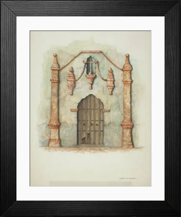 Framed Print : Mission Church Doorway, 1940. Creator: Harry Mann Waddell Framed Print : Mission Church Doorway, 1940. Creator: Harry Mann Waddell