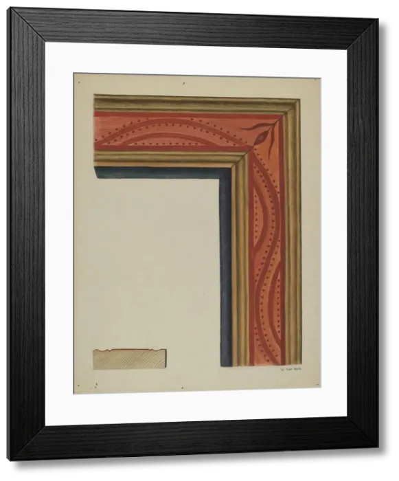 Framed Print : Hand-carved Picture Frame River of Life'Motif, c. 1938. Creator: Vera Van Voris Framed Print : Hand-carved Picture Frame River of Life'Motif, c. 1938. Creator: Vera Van Voris