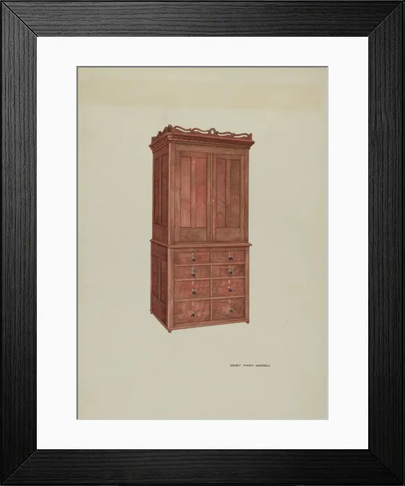 Framed Print : Cabinet, c. 1940. Creator: Harry Mann Waddell