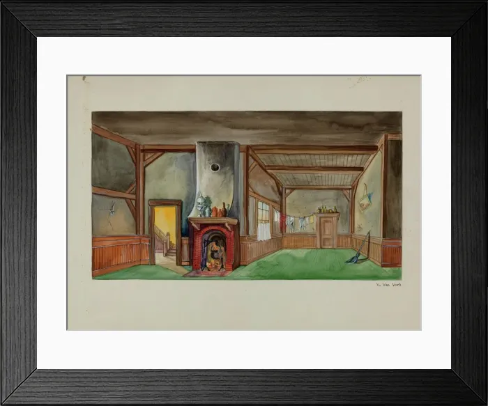 Framed Print : Backdrop for Puppet Show, c. 1937. Creator: Vera Van Voris Framed Print : Backdrop for Puppet Show, c. 1937. Creator: Vera Van Voris