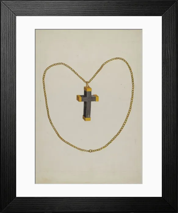 Framed Print : Cross and Chain, c. 1937. Creator: Tulita Westfall Framed Print : Cross and Chain, c. 1937. Creator: Tulita Westfall
