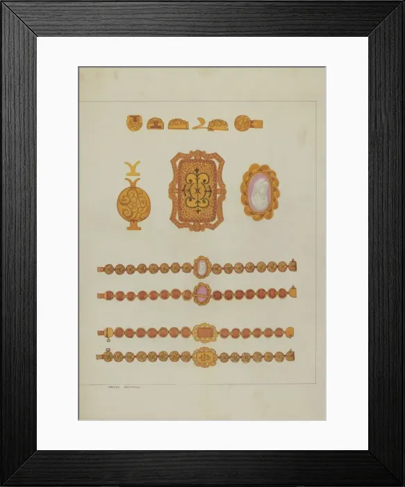 Framed Print : Bracelets, c. 1937. Creator: Tulita Westfall Framed Print : Bracelets, c. 1937. Creator: Tulita Westfall