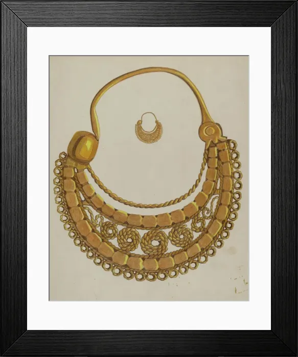 Framed Print : Gold Earring, c. 1937. Creator: Tulita Westfall Framed Print : Gold Earring, c. 1937. Creator: Tulita Westfall