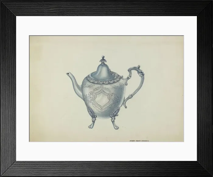 Framed Print : Silver Teapot, c. 1937. Creator: Harry Mann Waddell Framed Print : Silver Teapot, c. 1937. Creator: Harry Mann Waddell