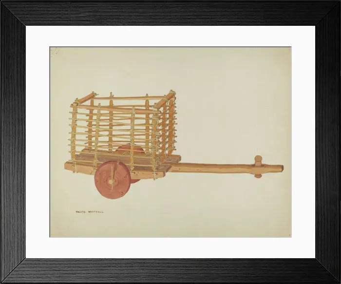 Framed Print : Wooden Cart, c. 1936. Creator: Tulita Westfall Framed Print : Wooden Cart, c. 1936. Creator: Tulita Westfall
