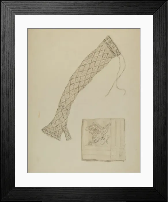Framed Print : Economy Handkerchief and Mitts, c. 1938. Creator: Eva Wilson Framed Print : Economy Handkerchief and Mitts, c. 1938. Creator: Eva Wilson