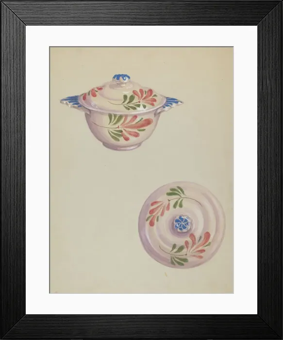 Framed Print : Bowl with Lid, c. 1937. Creator: Eva Wilson Framed Print : Bowl with Lid, c. 1937. Creator: Eva Wilson