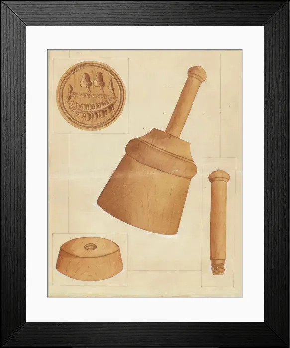 Framed Print : Butter Print and Mold, c. 1936. Creator: Anthony Zuccarello Framed Print : Butter Print and Mold, c. 1936. Creator: Anthony Zuccarello