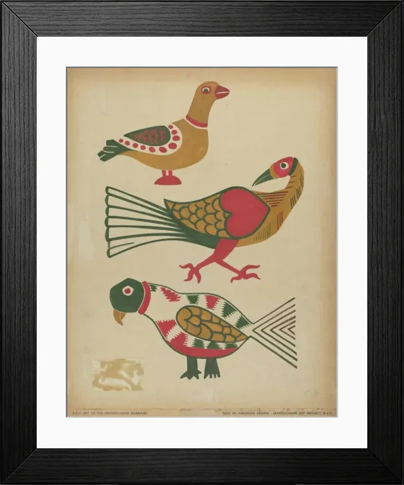 Framed Print : Drawing for Plate 10: From the Portfolio Folk Art of Rural Pennsylvania, c. 1939. Creator: Unknown Framed Print : Drawing for Plate 10: From the Portfolio Folk Art of Rural Pennsylvania, c. 1939. Creator: Unknown