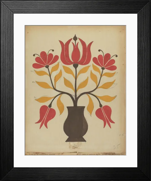 Framed Print : Drawing for Plate 5: From Portfolio Folk Art of Rural Pennsylvania, c. 1939. Creator: Unknown Framed Print : Drawing for Plate 5: From Portfolio Folk Art of Rural Pennsylvania, c. 1939. Creator: Unknown