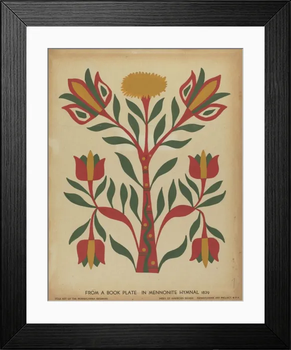 Framed Print : Drawing for Plate 7: From Portfolio Folk Art of Rural Pennsylvania, c. 1939. Creator: Unknown Framed Print : Drawing for Plate 7: From Portfolio Folk Art of Rural Pennsylvania, c. 1939. Creator: Unknown