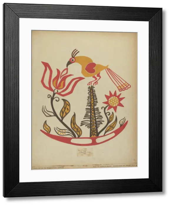 Framed Print : Drawing for Plate 14: From the Portfolio Folk Art of Rural Pennsylvania, c. 1939. Creator: Unknown Framed Print : Drawing for Plate 14: From the Portfolio Folk Art of Rural Pennsylvania, c. 1939. Creator: Unknown