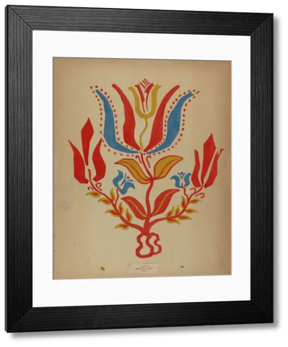 Framed Print : Drawing for Plate 2: From Portfolio Folk Art of Rural Pennsylvania, c. 1939. Creator: Unknown Framed Print : Drawing for Plate 2: From Portfolio Folk Art of Rural Pennsylvania, c. 1939. Creator: Unknown