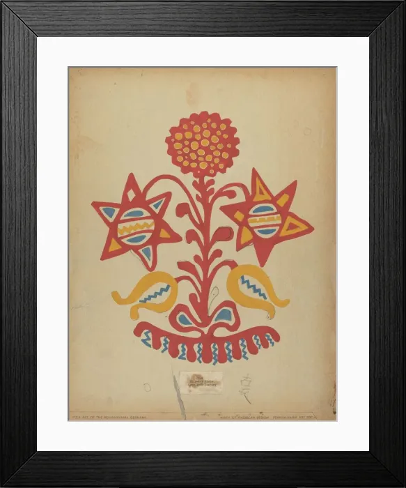 Framed Print : Drawing for Plate 11: From the Portfolio Folk Art of Rural Pennsylvania, c. 1939. Creator: Unknown Framed Print : Drawing for Plate 11: From the Portfolio Folk Art of Rural Pennsylvania, c. 1939. Creator: Unknown