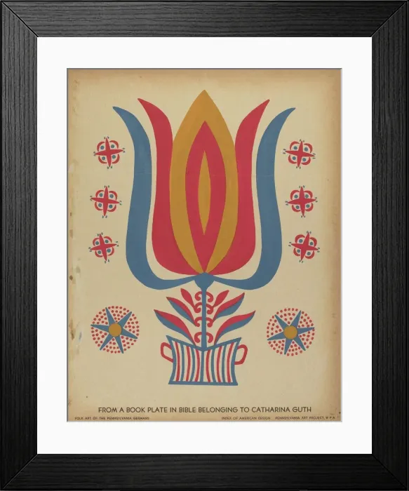 Framed Print : Drawing for Plate 9: From the Portfolio Folk Art of Rural Pennsylvania, c. 1939. Creator: Unknown Framed Print : Drawing for Plate 9: From the Portfolio Folk Art of Rural Pennsylvania, c. 1939. Creator: Unknown
