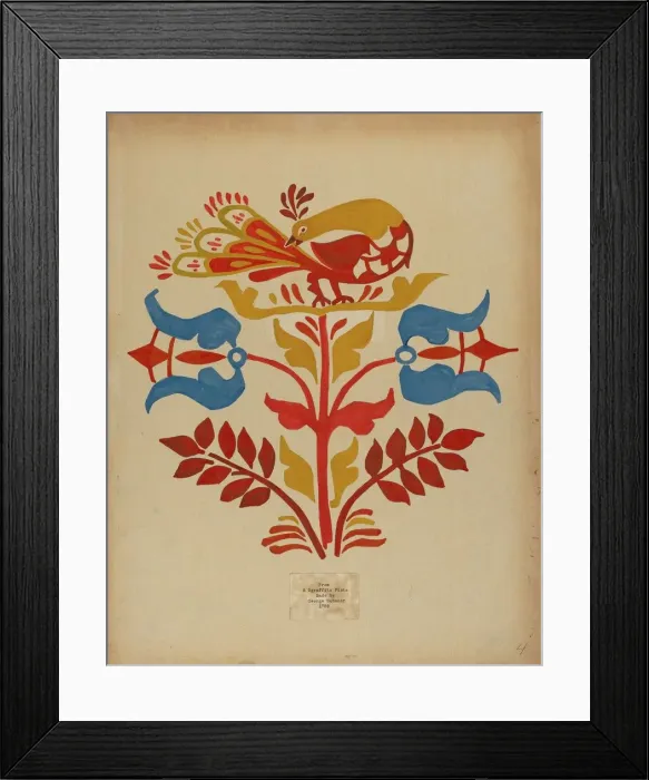 Framed Print : Drawing for Plate 4: From Portfolio Folk Art of Rural Pennsylvania, c. 1939. Creator: Unknown Framed Print : Drawing for Plate 4: From Portfolio Folk Art of Rural Pennsylvania, c. 1939. Creator: Unknown