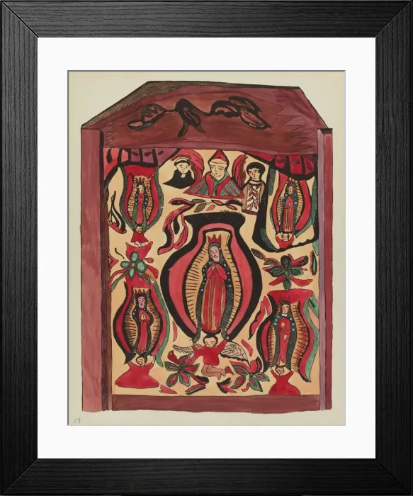 Framed Print : Plate 32: Our Lady of Guadalupe: From Portfolio Spanish Colonial Designs of New Mexico, 1934 / 1942. Creator: Unknown Framed Print : Plate 32: Our Lady of Guadalupe: From Portfolio Spanish Colonial Designs of New Mexico, 1934 / 1942. Creator: Unknown