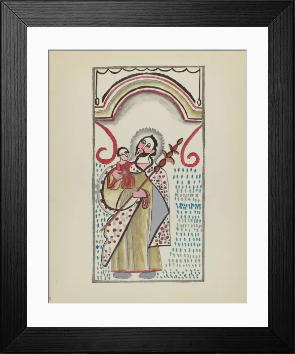 Framed Print : Plate 9: Saint Joseph & Child: From Portfolio Spanish Colonial Designs of New Mexico, 1935 / 1942. Creator: Unknown Framed Print : Plate 9: Saint Joseph & Child: From Portfolio Spanish Colonial Designs of New Mexico, 1935 / 1942. Creator: Unknown