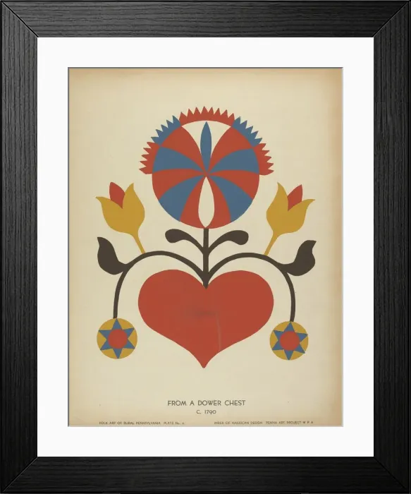 Framed Print : Plate 13: From the Portfolio Folk Art of Rural Pennsylvania, c. 1939. Creator: Unknown Framed Print : Plate 13: From the Portfolio Folk Art of Rural Pennsylvania, c. 1939. Creator: Unknown