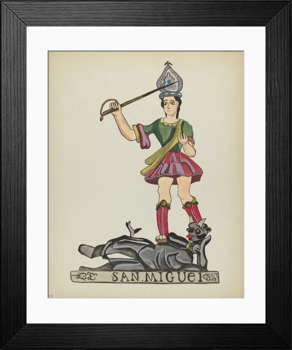 Framed Print : Plate 38: Saint Michael: From Portfolio Spanish Colonial Designs of New Mexico, 1935 / 1942. Creator: Unknown Framed Print : Plate 38: Saint Michael: From Portfolio Spanish Colonial Designs of New Mexico, 1935 / 1942. Creator: Unknown