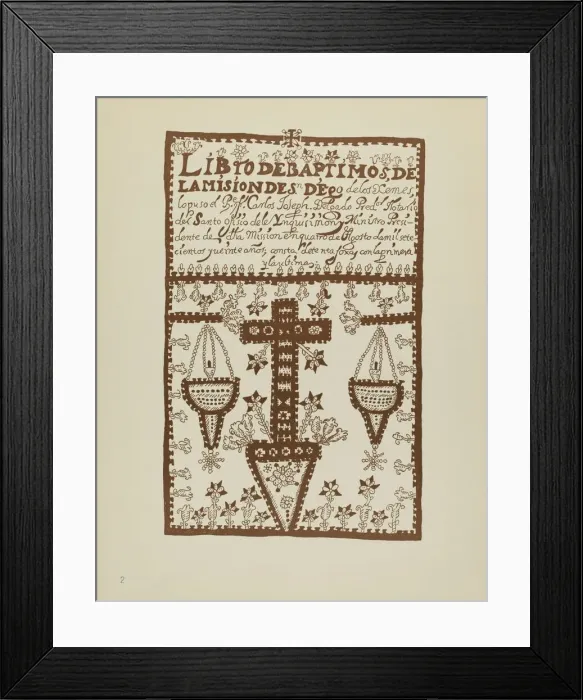 Framed Print : Plate 2: Jemez Book of Baptisms: From Portfolio Spanish Colonial Designs of New Mexico, 1935 / 1942. Creator: Unknown Framed Print : Plate 2: Jemez Book of Baptisms: From Portfolio Spanish Colonial Designs of New Mexico, 1935 / 1942. Creator: Unknown