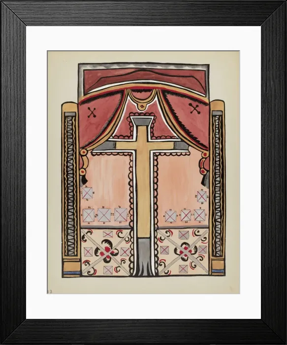 Framed Print : Plate 13: Design with Cross, Chimayo: From Portfolio Spanish Colonial Designs of New Mexico, 1935 / Creator: Unknown Framed Print : Plate 13: Design with Cross, Chimayo: From Portfolio Spanish Colonial Designs of New Mexico, 1935 / Creator: Unknown