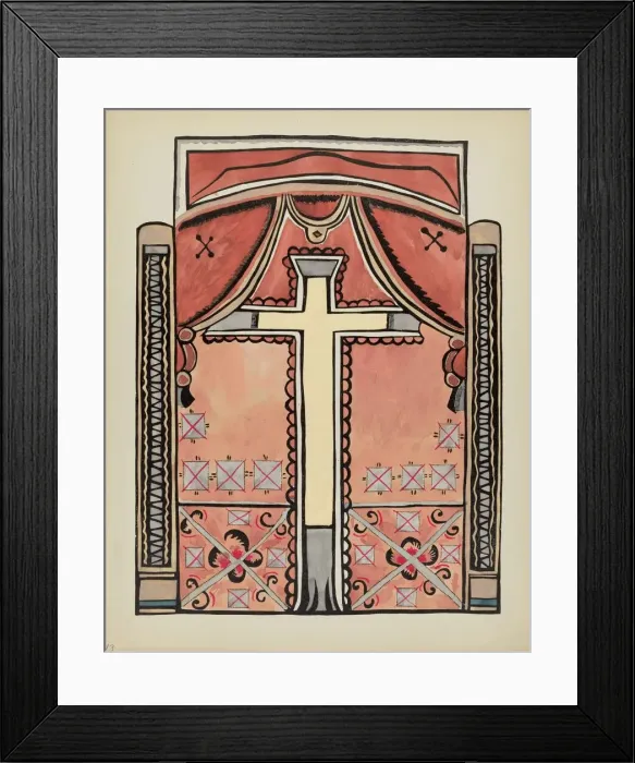 Framed Print : Plate 13: Design with Cross: From Portfolio Spanish Colonial Designs of New Mexico, 1935 / 1942. Creator: Unknown Framed Print : Plate 13: Design with Cross: From Portfolio Spanish Colonial Designs of New Mexico, 1935 / 1942. Creator: Unknown