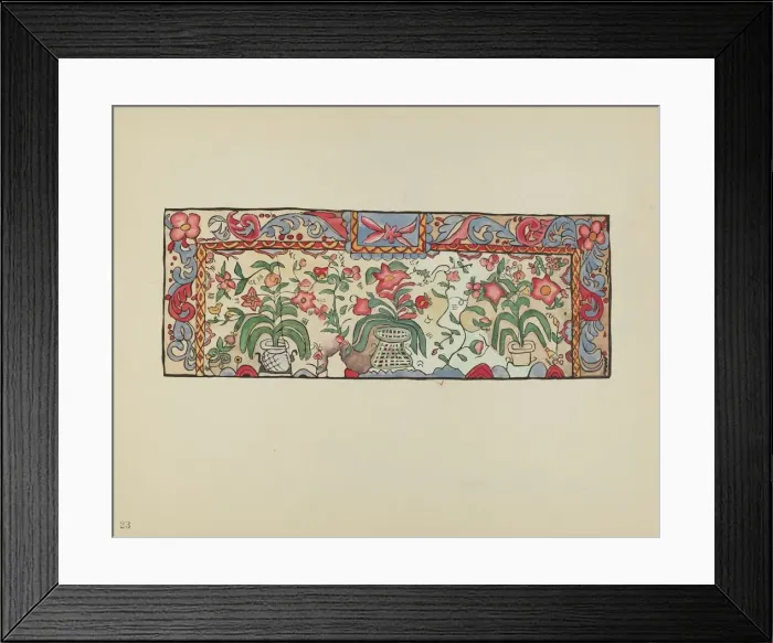 Framed Print : Plate 23: Painting on Buckskin: From Portfolio Spanish Colonial Designs of New Mexico, 1935 / 1942. Creator: Unknown Framed Print : Plate 23: Painting on Buckskin: From Portfolio Spanish Colonial Designs of New Mexico, 1935 / 1942. Creator: Unknown