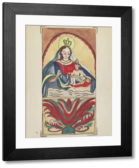 Framed Print : Plate 7: Our Lady of Mt. Carmel: From Portfolio Spanish Colonial Designs of New Mexico, 1935 / 1942. Creator: Unknown Framed Print : Plate 7: Our Lady of Mt. Carmel: From Portfolio Spanish Colonial Designs of New Mexico, 1935 / 1942. Creator: Unknown
