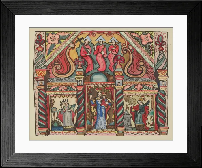 Framed Print : Plate 21: Main Altarpiece: From Portfolio Spanish Colonial Designs of New Mexico, 1935 / 1942. Creator: Unknown Framed Print : Plate 21: Main Altarpiece: From Portfolio Spanish Colonial Designs of New Mexico, 1935 / 1942. Creator: Unknown