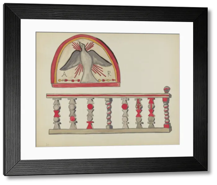 Framed Print : Plate 10: Holy Ghost (Lunette): From Portfolio Spanish Colonial Designs of New Mexico, 1935 / 1942. Creator: Unknown Framed Print : Plate 10: Holy Ghost (Lunette): From Portfolio Spanish Colonial Designs of New Mexico, 1935 / 1942. Creator: Unknown