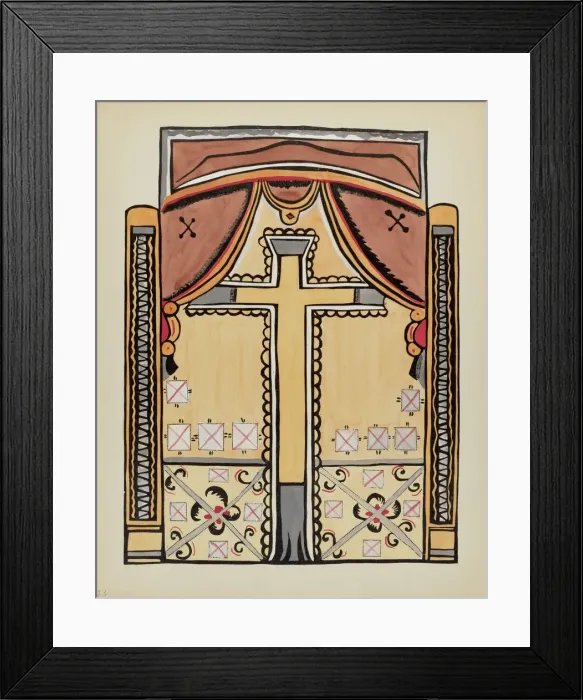 Framed Print : Plate 13: Design with Cross: From Portfolio Spanish Colonial Designs of New Mexico, 1935 / 1942. Creator: Unknown Framed Print : Plate 13: Design with Cross: From Portfolio Spanish Colonial Designs of New Mexico, 1935 / 1942. Creator: Unknown