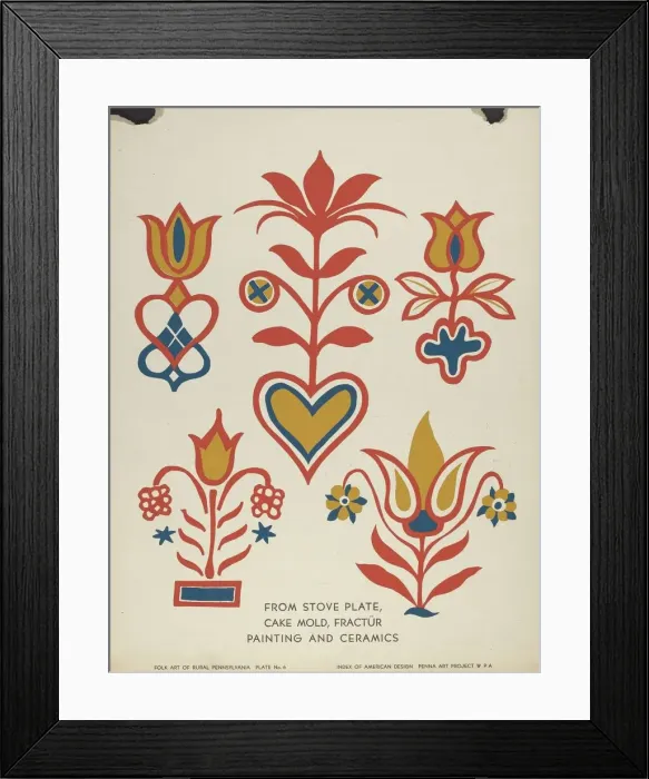 Framed Print : Plate 3: From Portfolio Folk Art of Rural Pennsylvania, c. 1939. Creator: Unknown Framed Print : Plate 3: From Portfolio Folk Art of Rural Pennsylvania, c. 1939. Creator: Unknown