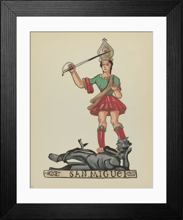 Framed Print : Plate 38: St. Michael: From Portfolio Spanish Colonial Designs of New Mexico, 1934 / 1942. Creator: Unknown Framed Print : Plate 38: St. Michael: From Portfolio Spanish Colonial Designs of New Mexico, 1934 / 1942. Creator: Unknown