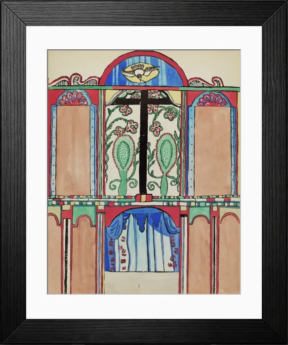 Framed Print : Plate 5: Main Altarpiece, Santa Cruz: From Portfolio Spanish Colonial Designs of New Mexico, 1935 / Creator: Unknown Framed Print : Plate 5: Main Altarpiece, Santa Cruz: From Portfolio Spanish Colonial Designs of New Mexico, 1935 / Creator: Unknown