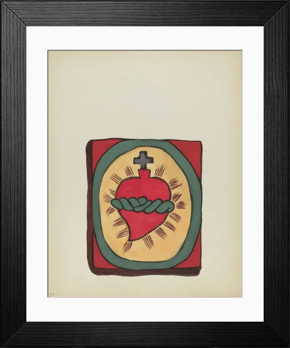 Framed Print : Plate 50: Sacred Heart: From Portfolio Spanish Colonial Designs of New Mexico, 1935 / 1942. Creator: Unknown Framed Print : Plate 50: Sacred Heart: From Portfolio Spanish Colonial Designs of New Mexico, 1935 / 1942. Creator: Unknown