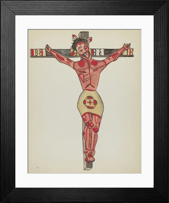 Framed Print : Plate 27: Christ Crucified, Mora: From Portfolio Spanish Colonial Designs of New Mexico, 1935 / 1942 Creator: Unknown Framed Print : Plate 27: Christ Crucified, Mora: From Portfolio Spanish Colonial Designs of New Mexico, 1935 / 1942 Creator: Unknown