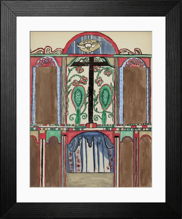 Framed Print : Plate 5: Main Altarpiece, Santa Cruz: From Portfolio Spanish Colonial Designs of New Mexico, 1935 / Creator: Unknown Framed Print : Plate 5: Main Altarpiece, Santa Cruz: From Portfolio Spanish Colonial Designs of New Mexico, 1935 / Creator: Unknown