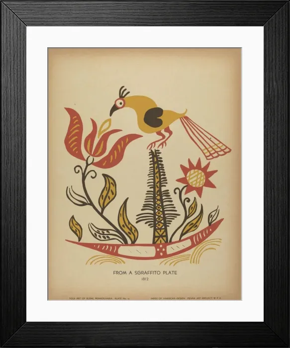 Framed Print : Plate 14: From the Portfolio Folk Art of Rural Pennsylvania, c. 1939. Creator: Unknown Framed Print : Plate 14: From the Portfolio Folk Art of Rural Pennsylvania, c. 1939. Creator: Unknown
