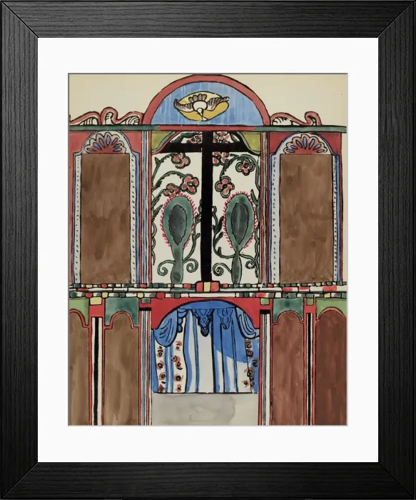 Framed Print : Plate 5: Main Altarpiece, Santa Cruz: From Portfolio Spanish Colonial Designs of New Mexico, 1935 / Creator: Unknown Framed Print : Plate 5: Main Altarpiece, Santa Cruz: From Portfolio Spanish Colonial Designs of New Mexico, 1935 / Creator: Unknown